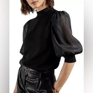 Ted Baker Micaeli Puff Sleeve Top - black - size 1